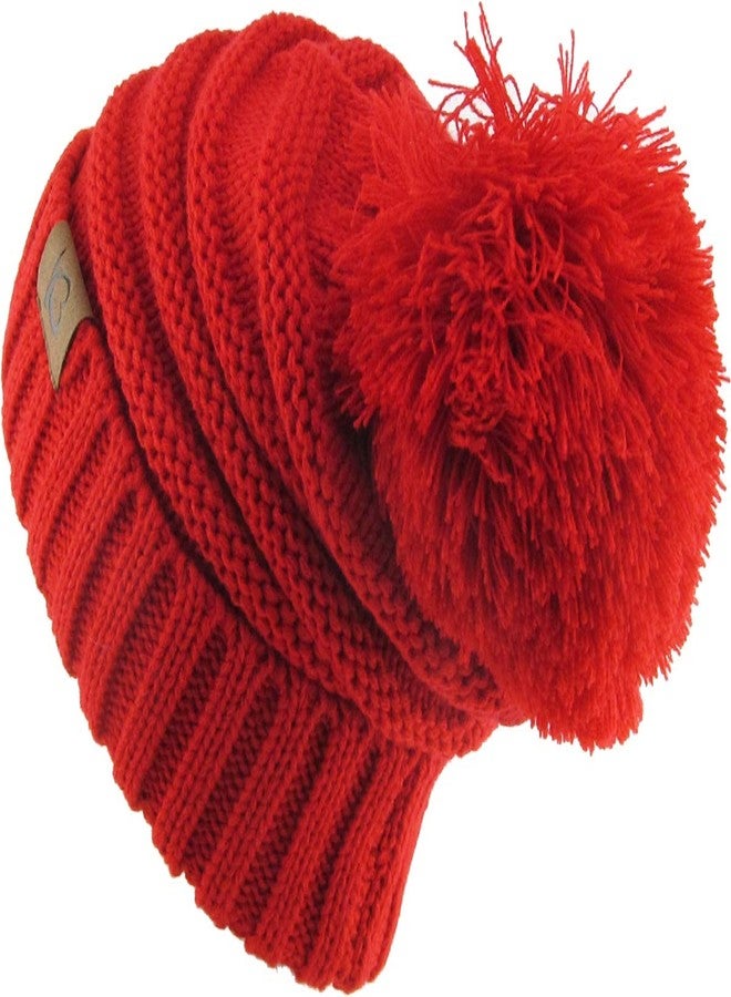 KBETHOS Women's Winter Warm Thick Oversize Cable Knitted Beanie Hat with Pom Pom Ribbed Stretch - Image 3